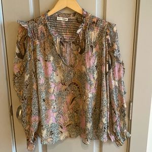 Multi colored silk/cotton/lurex blouse